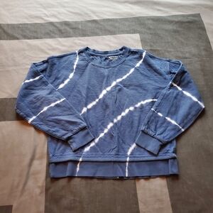 Athleta Size XXS Navy Blue White Cotton Long Sleeve Tee Shirt